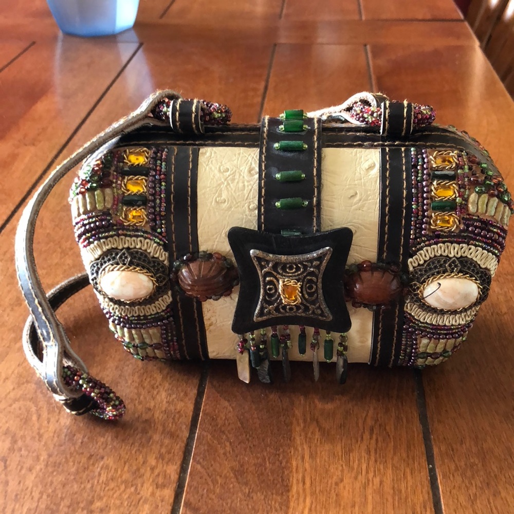 Small Funky Beaded Hard Shelled Purse